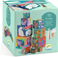 Djeco 10 Cubes animaux sauvages^ Jouets À Encastrer Et À Empiler
