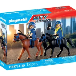 Playmobil 2 policiers cavaliers avec leurs chevaux City action 71877^ La Ville, La Police Et Les Secours