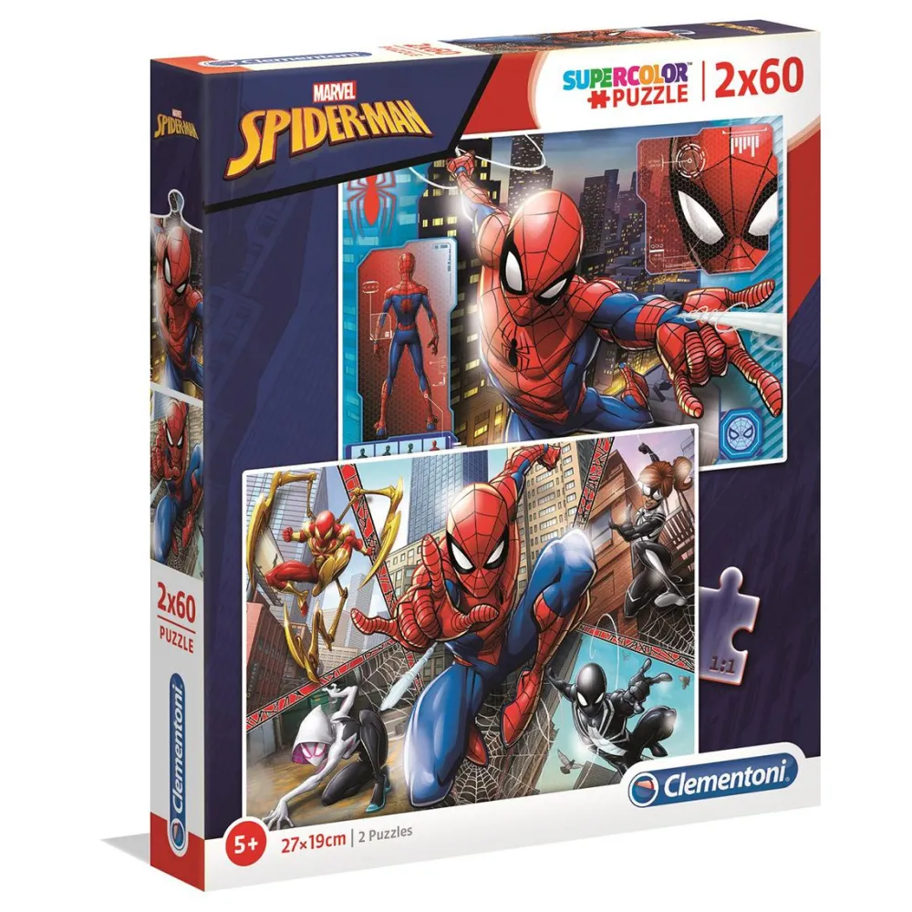Clementoni 2 puzzles 60 pièces Supercolor Spider-Man^Enfant Puzzles Bébés Et Enfants