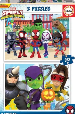 Educa Borras 2 Puzzles De 20 Pièces Disney Spidey Et His Ama^Enfant Puzzles Bébés Et Enfants