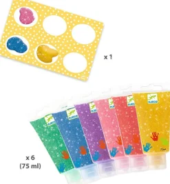 Djeco 6 Tubes De Peinture À Doigts Pailletées^ Peinture