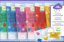 Djeco 6 Tubes De Peinture À Doigts Pailletées^ Peinture