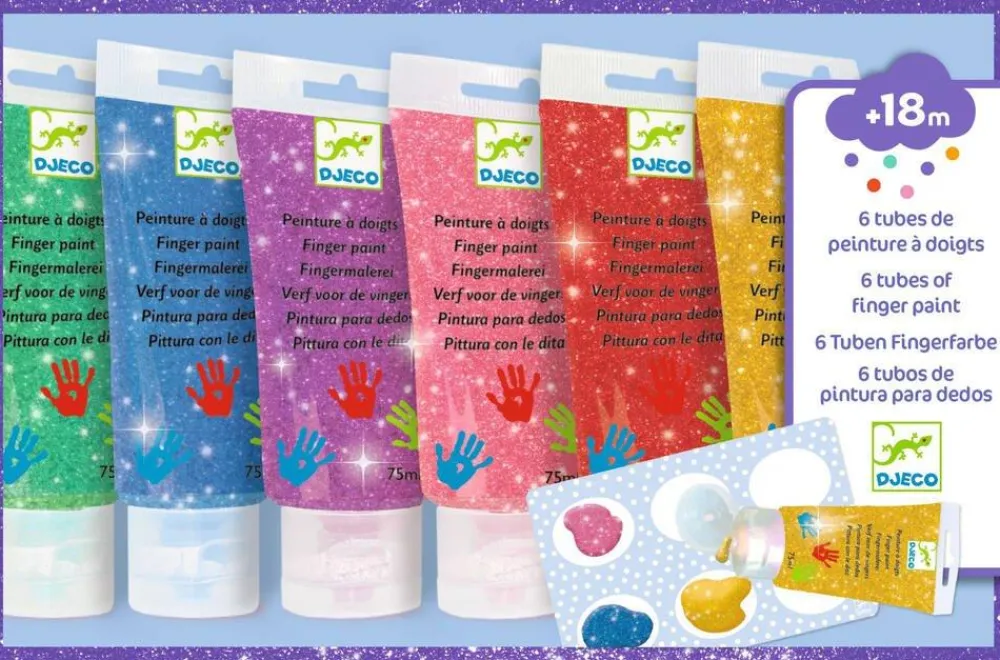 Djeco 6 Tubes De Peinture À Doigts Pailletées^ Peinture