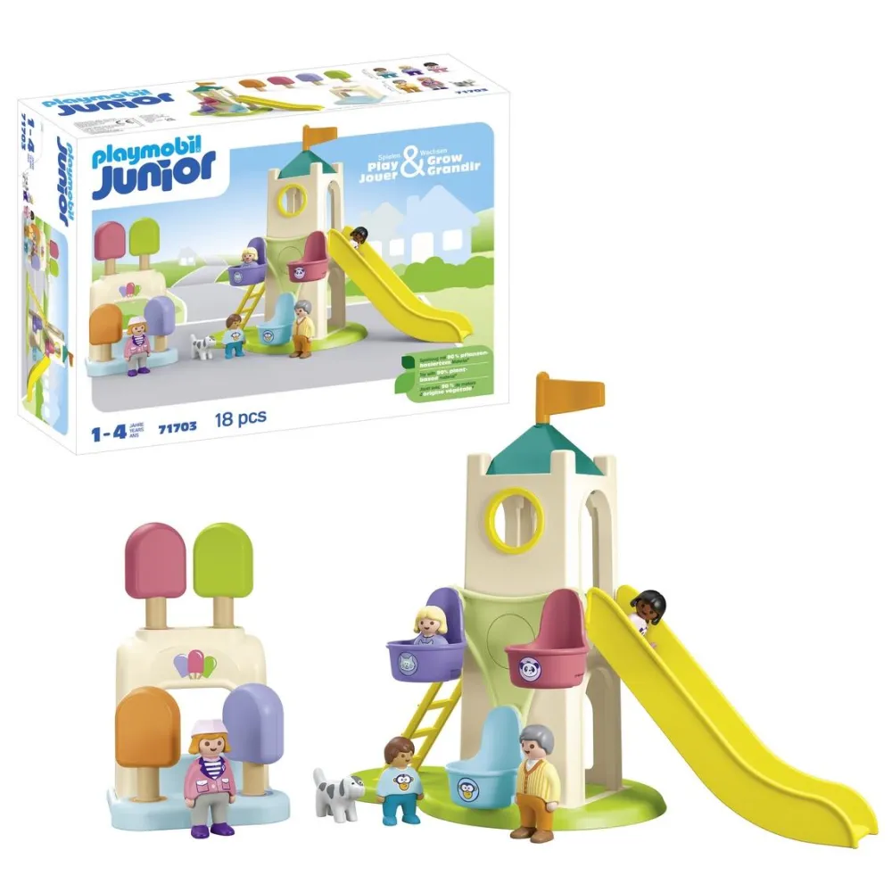 Playmobil Aire de jeu avec toboggan géant Junior 71703^ La Ville, La Police Et Les Secours