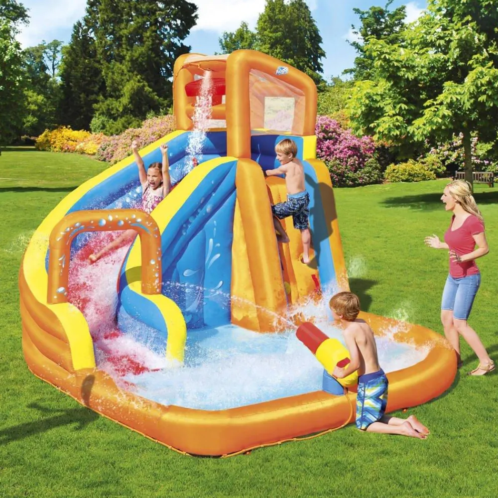 Bestway Aire de jeu mur d'escalade et pataugeoire avec Soufflerie^ Maisons, Toboggans Et Jeux D'Extérieur