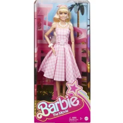 Mattel Barbie le film : Poupée Barbie en robe vichy rose^ Poupées Mannequins
