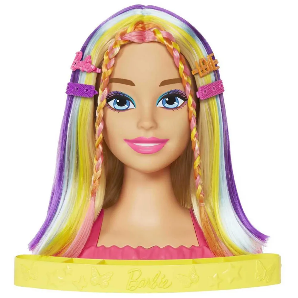 Mattel Barbie Ultra chevelure - Tête à coiffer blonde mèches arc-en-ciel^ Maquillage Et Beauté