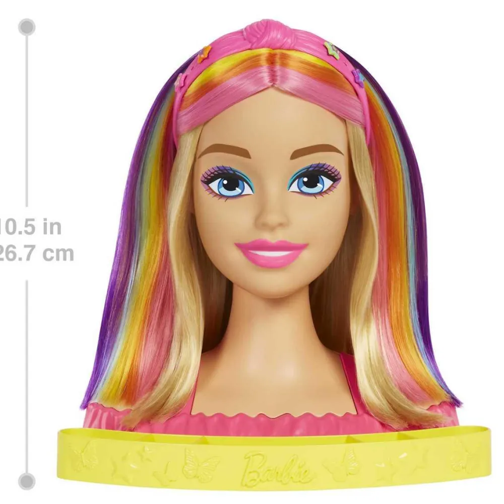 Mattel Barbie Ultra chevelure - Tête à coiffer blonde mèches arc-en-ciel^ Maquillage Et Beauté