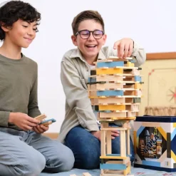 Kapla Baril 120 pièces nature et couleurs jaune vert bleu^ Jeux De Construction En Bois