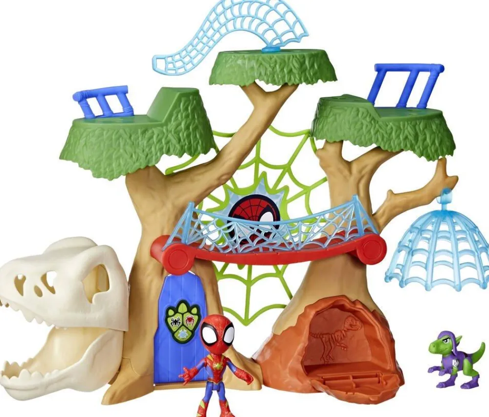 Hasbro Base forestière Dino-Webs Spidey et ses Amis Extraordinaires^ Les Figurines Interactives Et À Fonction