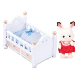 Sylvanian Families Bébé Lapin chocolat et son lit – 2205^ Mini-Univers