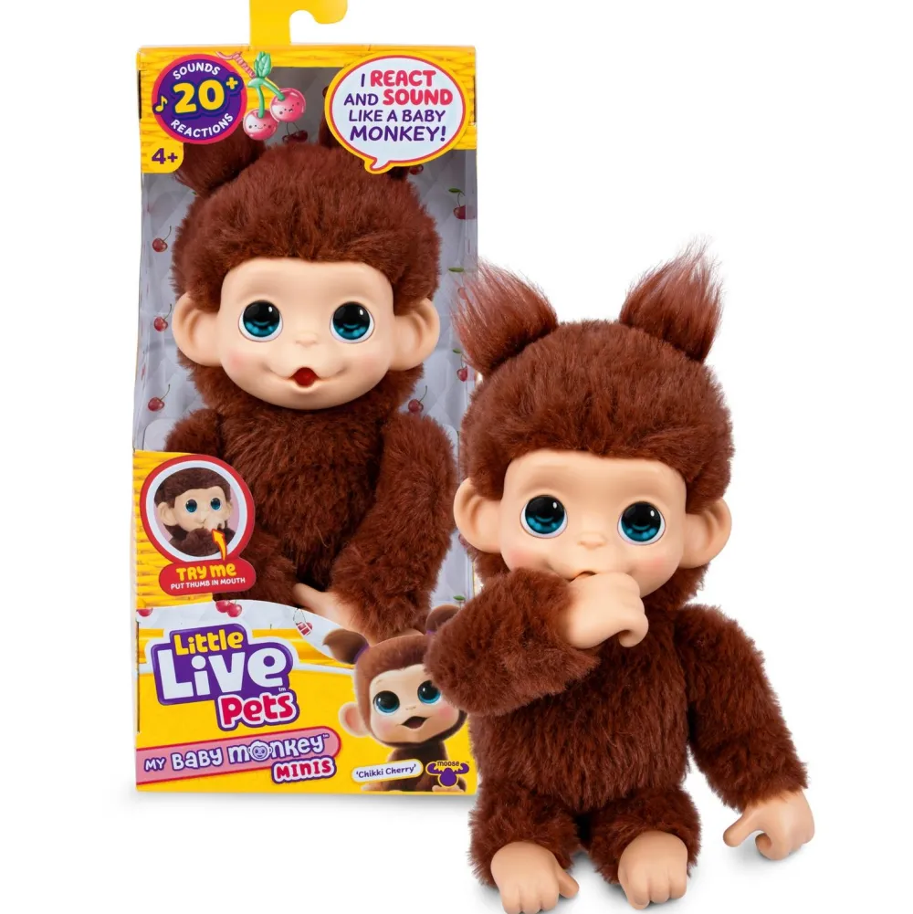 Moose Bébé singe marron intéractif - Little live Pets^ Peluches Électroniques Interactives