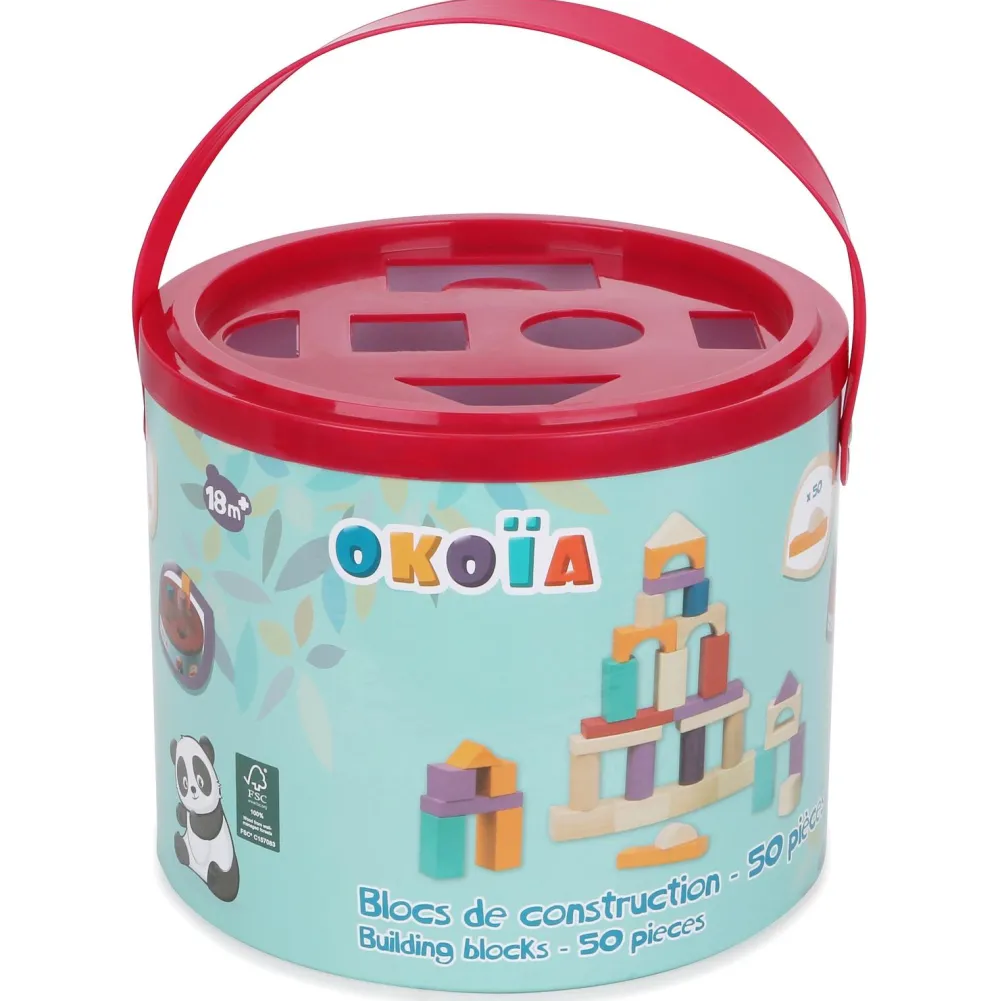 Okou00efa Bloc de construction 50 pièces en bois^ Jeux De Construction En Bois
