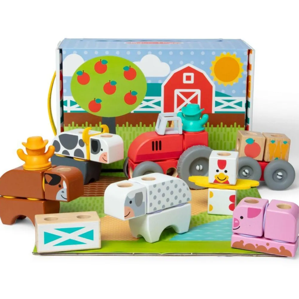 Melissa & Doug Blockables 56 pièces La Ferme^ Jeux De Construction En Bois