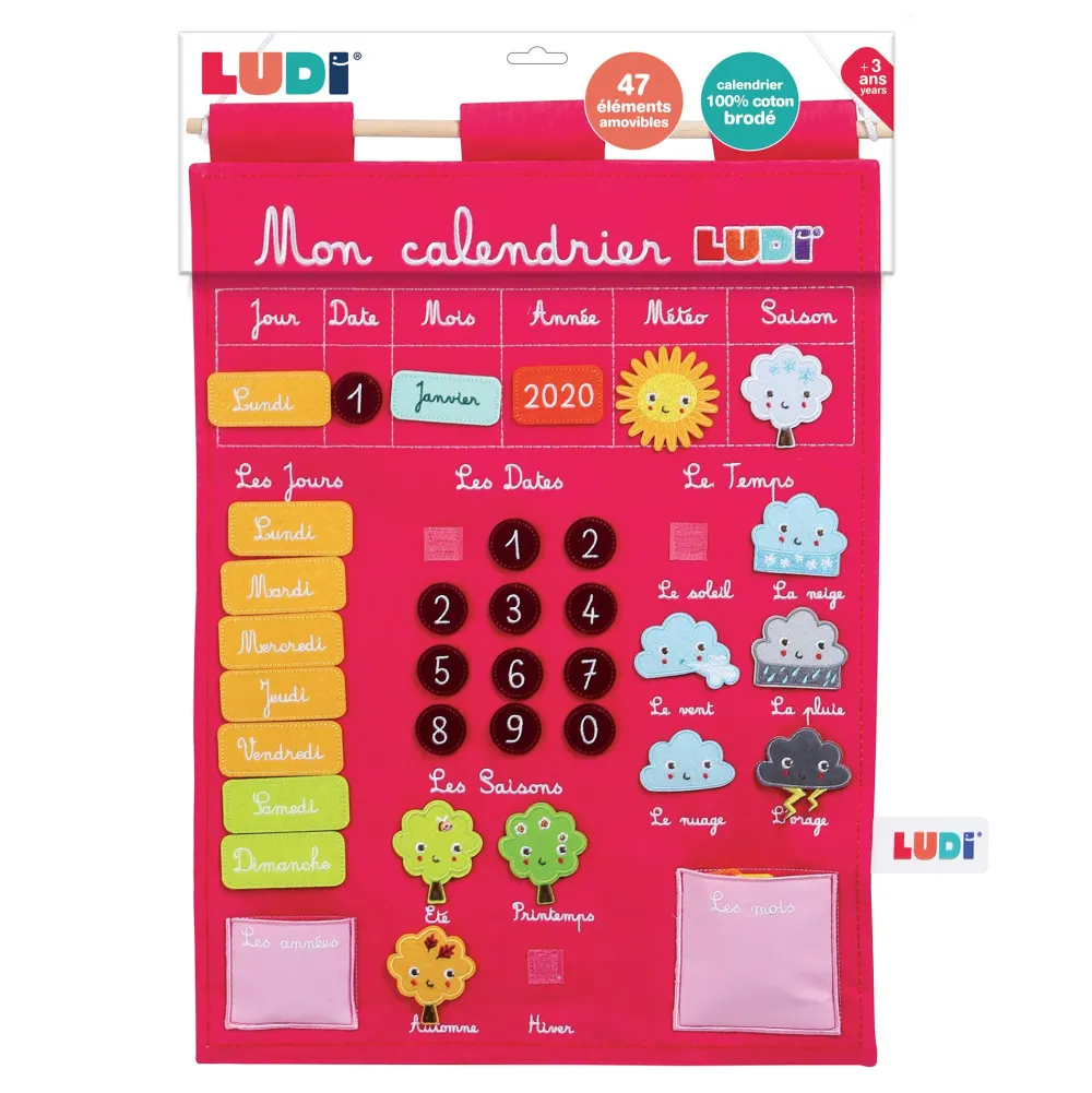 Ludi Calendrier Basic rose^ Apprentissage Du Temps Et De La Saisonnalité