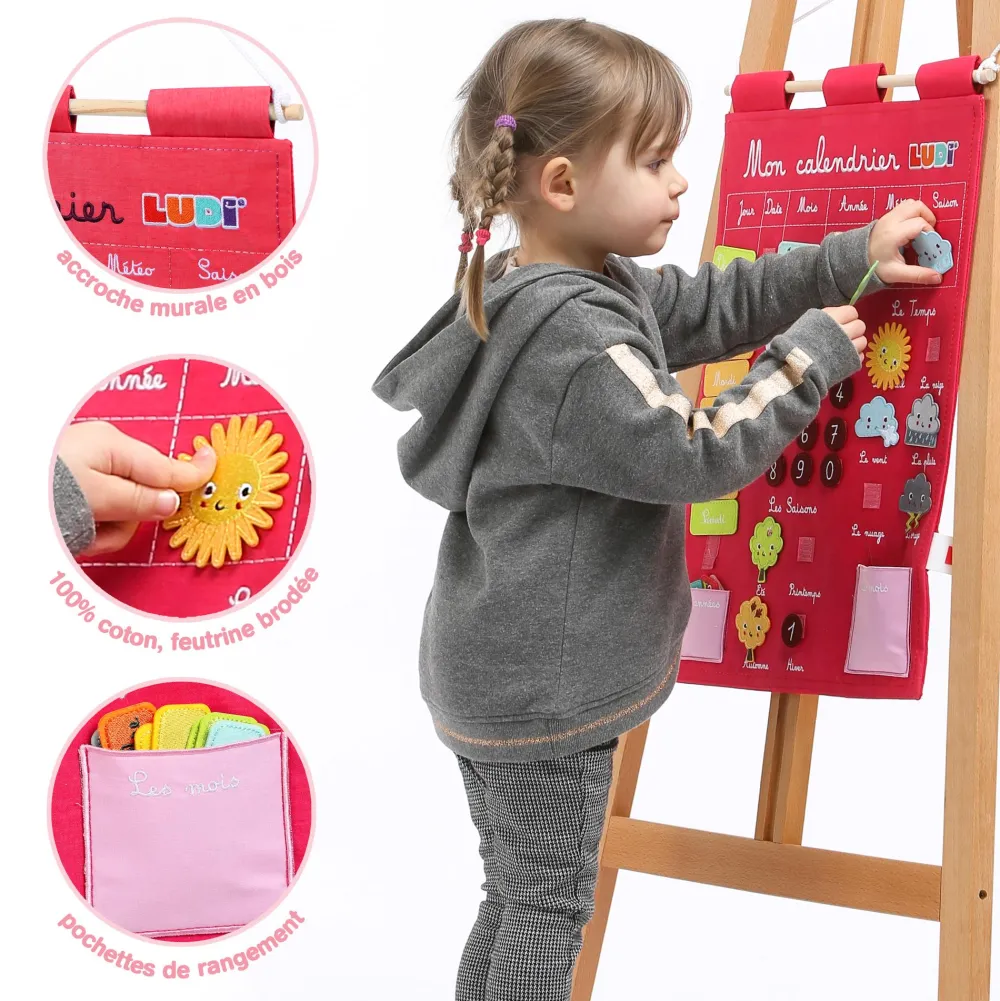 Ludi Calendrier Basic rose^ Apprentissage Du Temps Et De La Saisonnalité