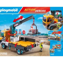 Playmobil Camion grue avec ouvrier & accessoires Action Heroes 71750^ La Ville, La Police Et Les Secours