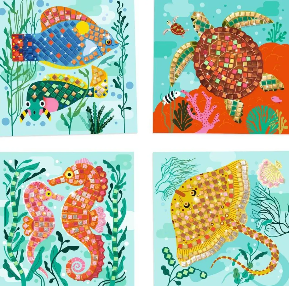 Djeco Caraïbes - Coffret 4 mosaïques^ Sables, Paillettes Et Mosaïques