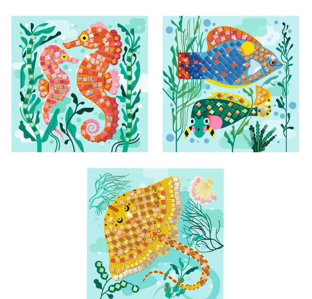 Djeco Caraïbes - Coffret 4 mosaïques^ Sables, Paillettes Et Mosaïques