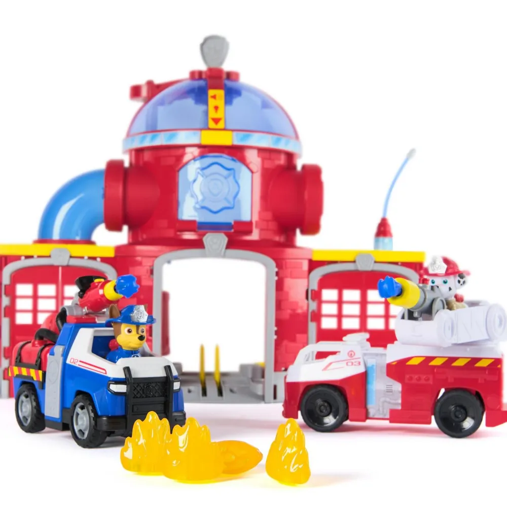 Varta Caserne de pompiers Pat Patrouille et 2 véhicules fire rescue^ Garages Et Tapis