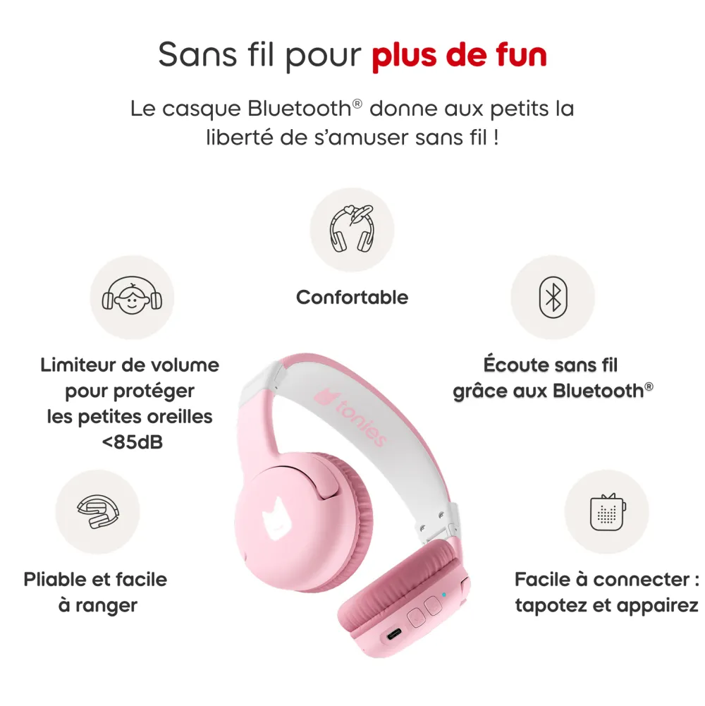 tonies Casque Bluetooth Rose fleur^ Karaoké, Lecteurs Cd Et Mp3 Et Casques