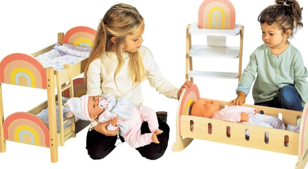 Cerise & Capucine Chaise haute en bois^ Mobilier Pour Poupons