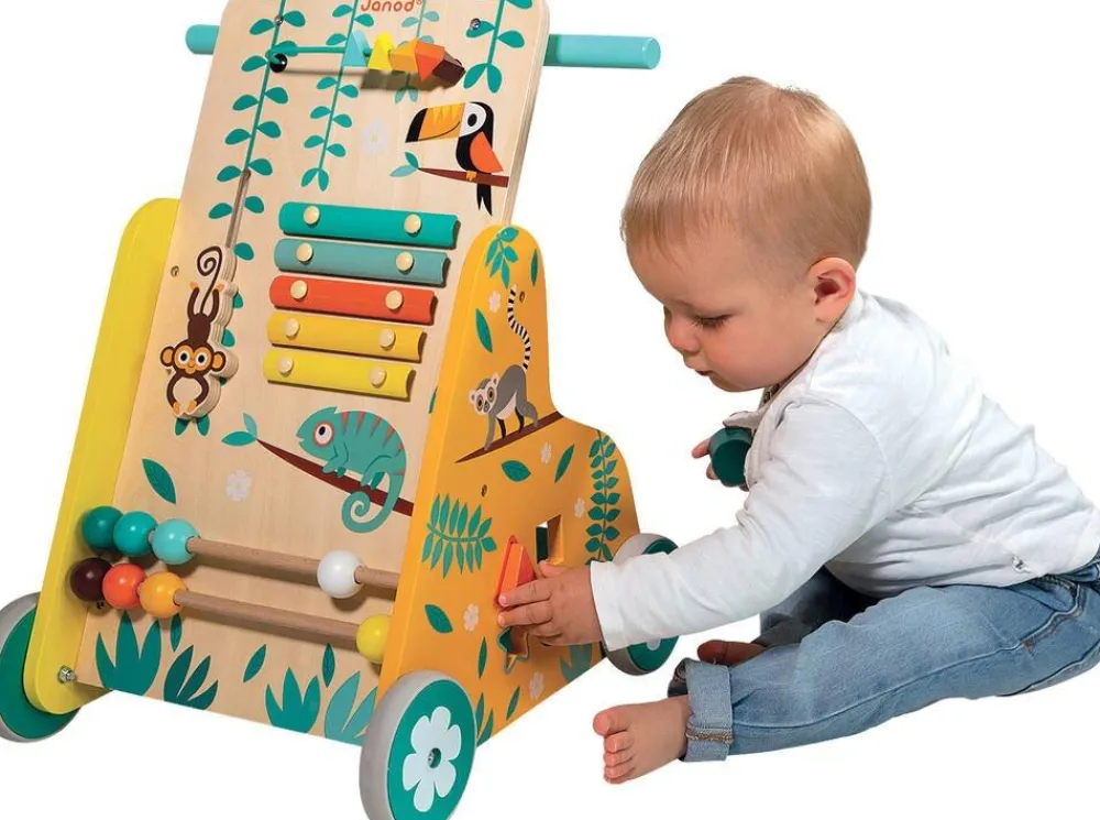 Janod Chariot multi-activités Tropik^ Trotteurs, Pousseurs, Porteurs Et Bascules