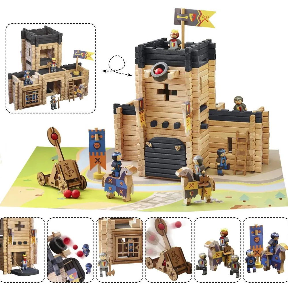 Jeujura Chateau fort et catapulte^ Jeux De Construction En Bois