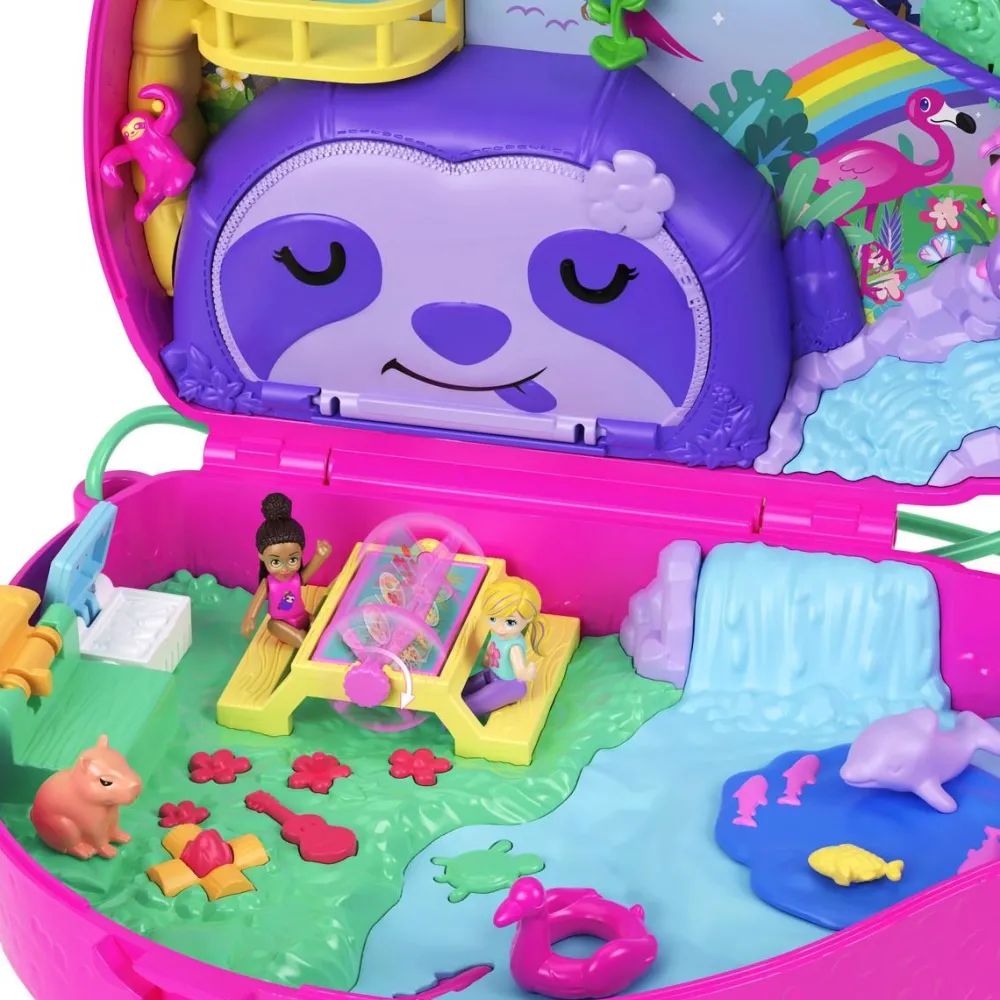 Mattel Coffret 2 en 1 La famille des Paresseux - Polly Pocket^ Mini-Univers