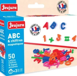 Jeujura Coffret 50 lettres majuscules, chiffres et signes aimantés^ Apprentissages Des Chiffres Et Calculs|Apprentissage Des Lettres Et Écritures