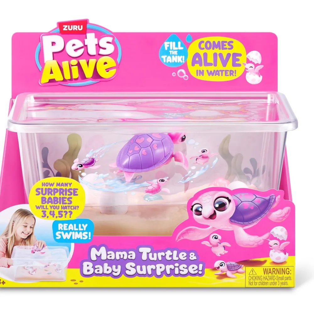 Zuru Coffret aquarium Pets Alive Maman tortue et bébé surprise^ Les Figurines Interactives Et À Fonction