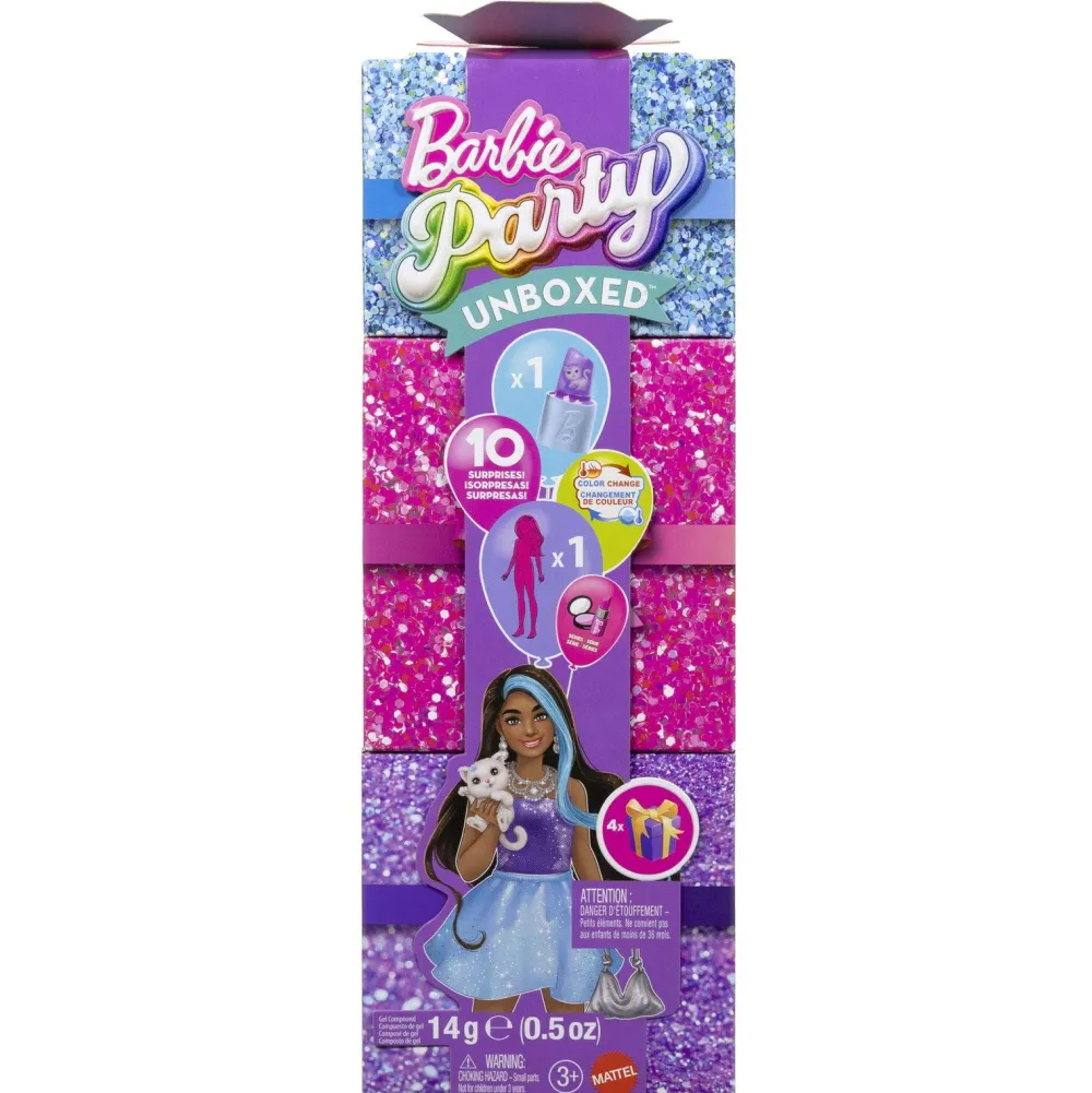 Mattel Coffret Barbie Cadeau Surprise Violet Série Le Gala Enchanté - Barbie Party unboxed^ Poupées Mannequins