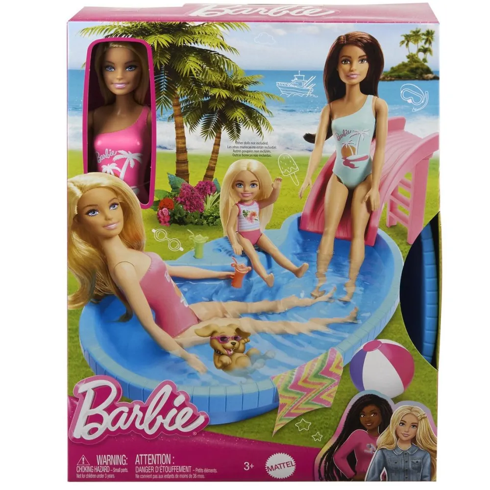 Mattel Coffret Barbie et sa piscine^ Poupées Mannequins
