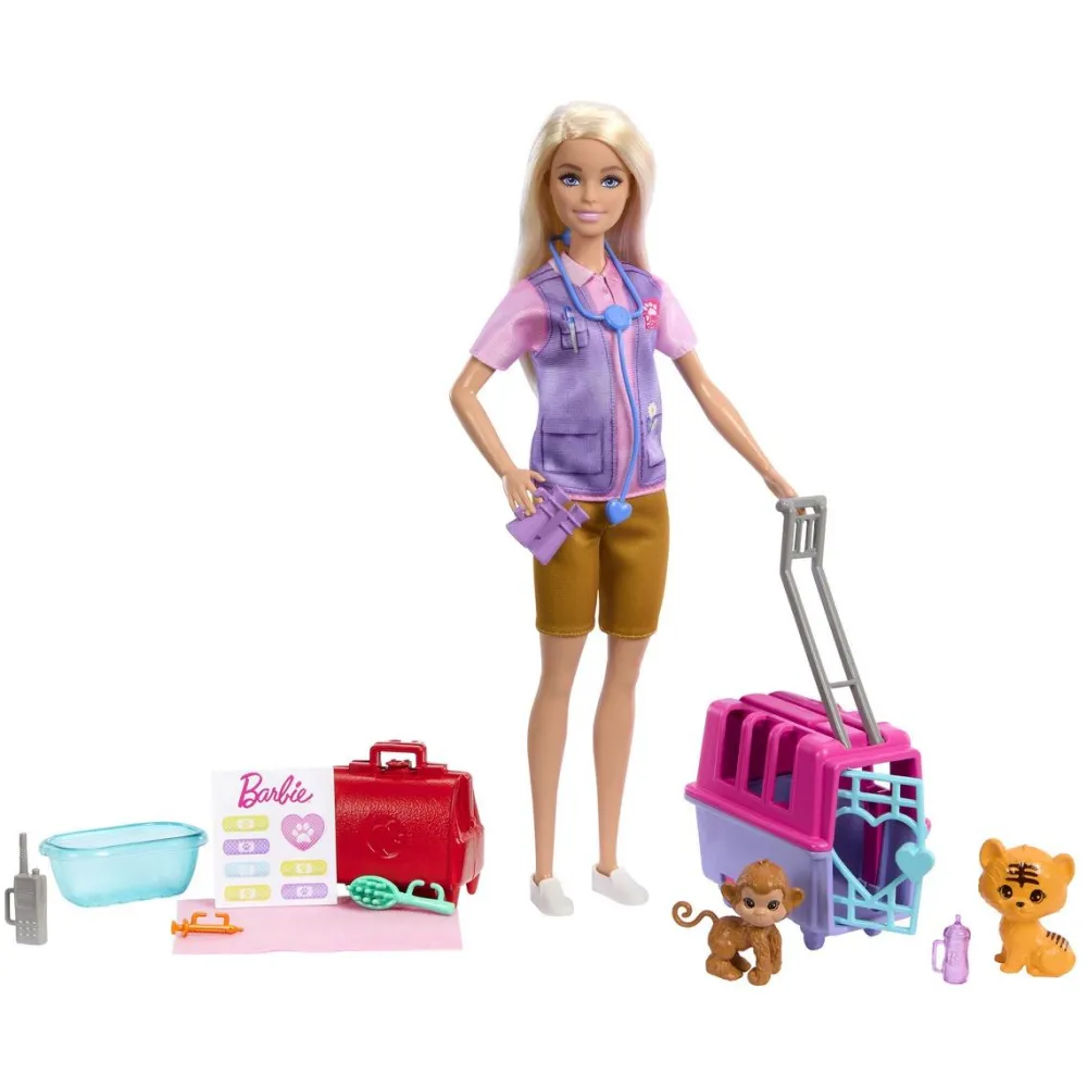 Mattel Coffret Barbie sauvetage d'animaux^ Poupées Mannequins