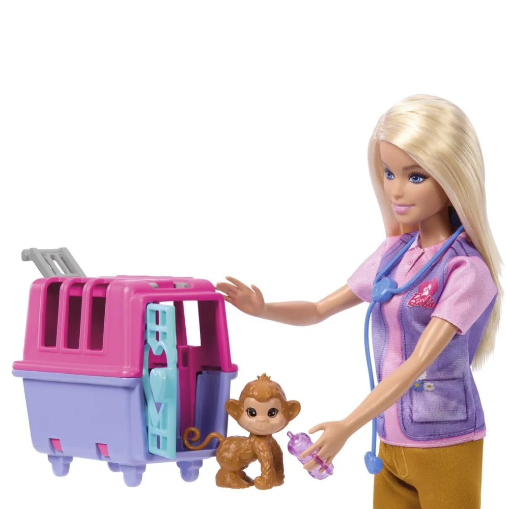 Mattel Coffret Barbie sauvetage d'animaux^ Poupées Mannequins
