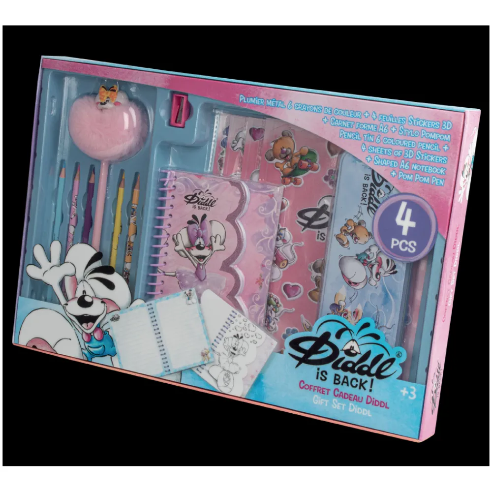 Kontiki Coffret cadeau plumier stylo Carnet A6 et autocollants Diddl is Back^ Papeterie