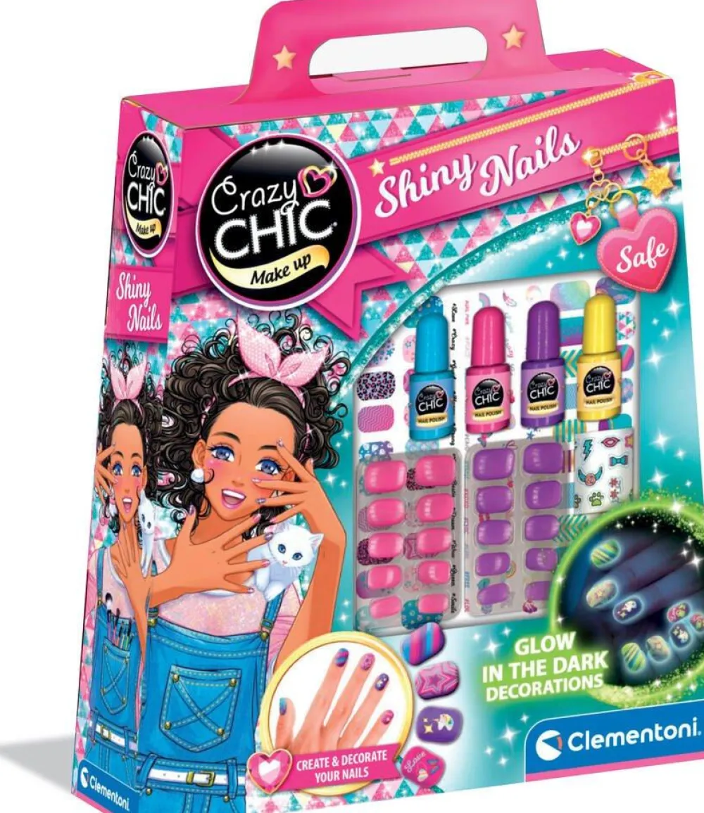 Clementoni Coffret Crazy chic ongles phosphoresents Shiny nails^ Cosmétiques