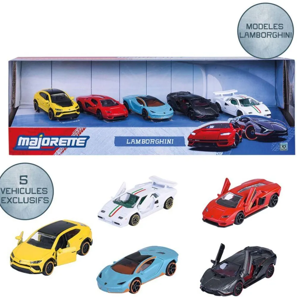 Majorette Coffret Lamborghini 5 véhicules^ Petites Voitures