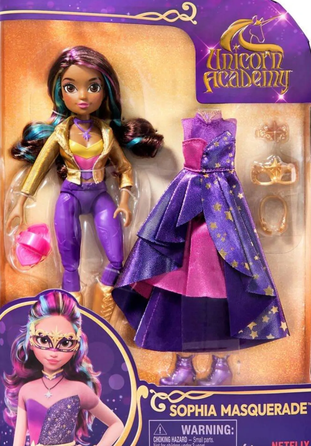 Spin Master Coffret L'école des licornes : Poupée Deluxe Sophia Au Bal Masque De 24 Cm^ Poupées Mannequins