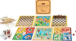 Jeujura Coffret Luxe en bois jeux de société^ Jeux Traditionnels Et Poker