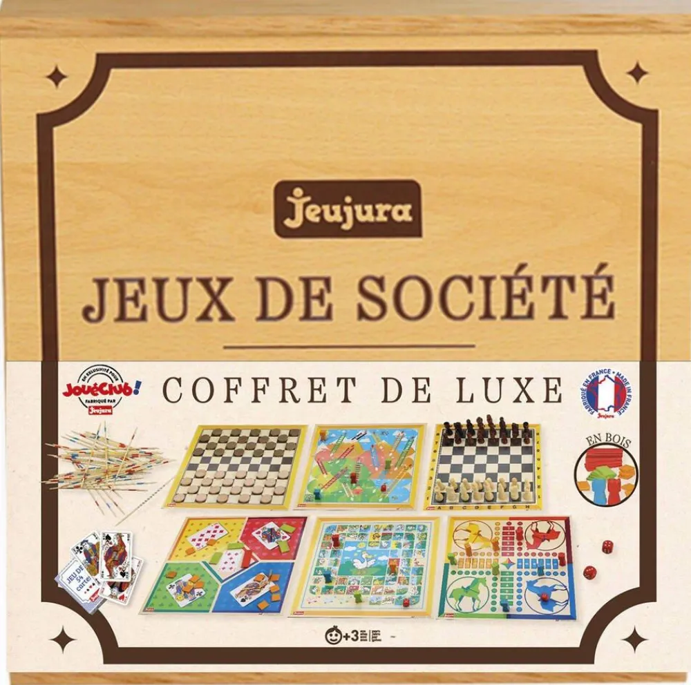 Jeujura Coffret Luxe en bois jeux de société^ Jeux Traditionnels Et Poker