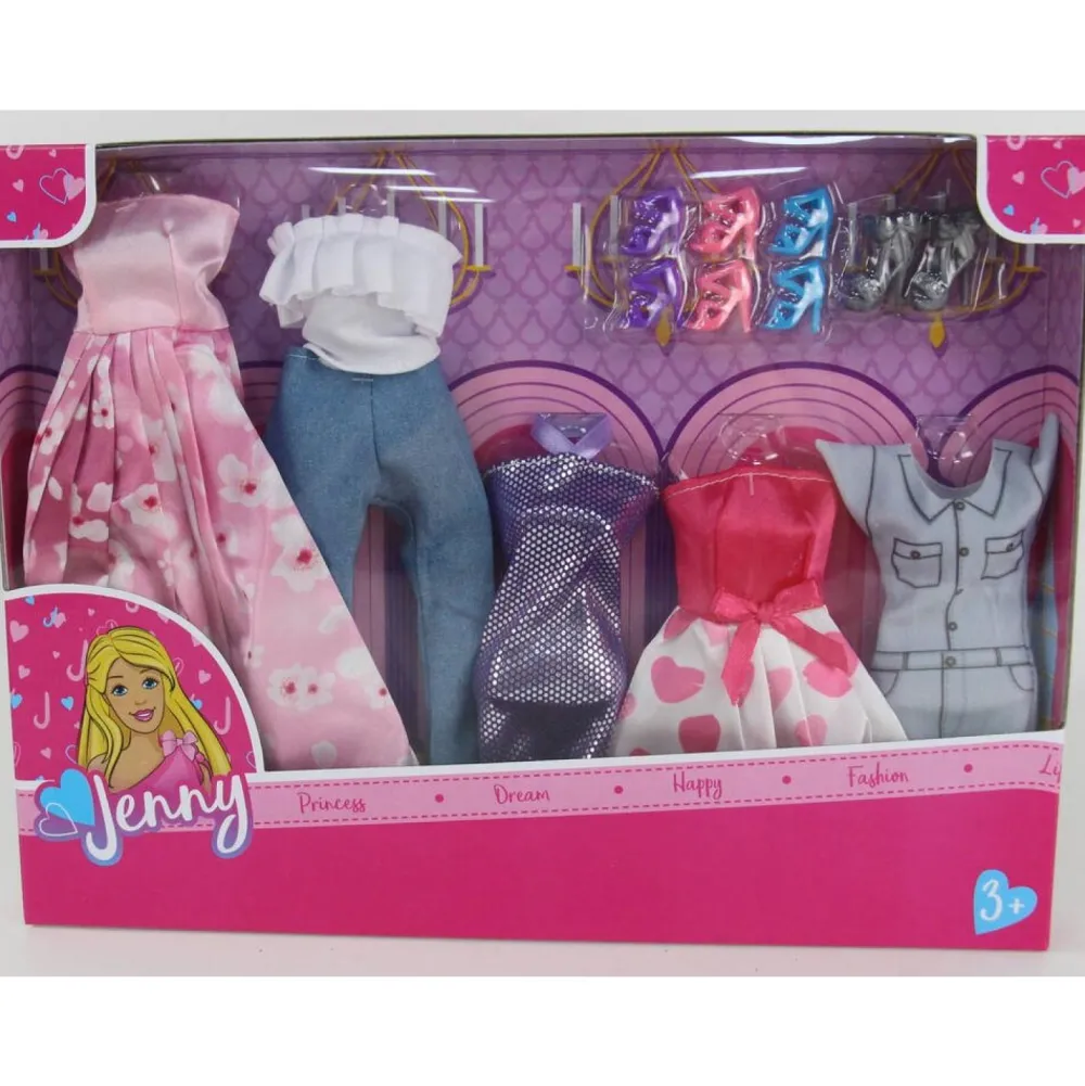 Jenny Coffret vêtements - 5 tenues pour poupée mannequin^ Poupées Mannequins