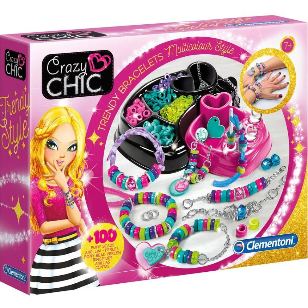 Clementoni Crazy Chic - Bracelets Multicolores De^ Perles, Bijoux Et Perles À Repasser