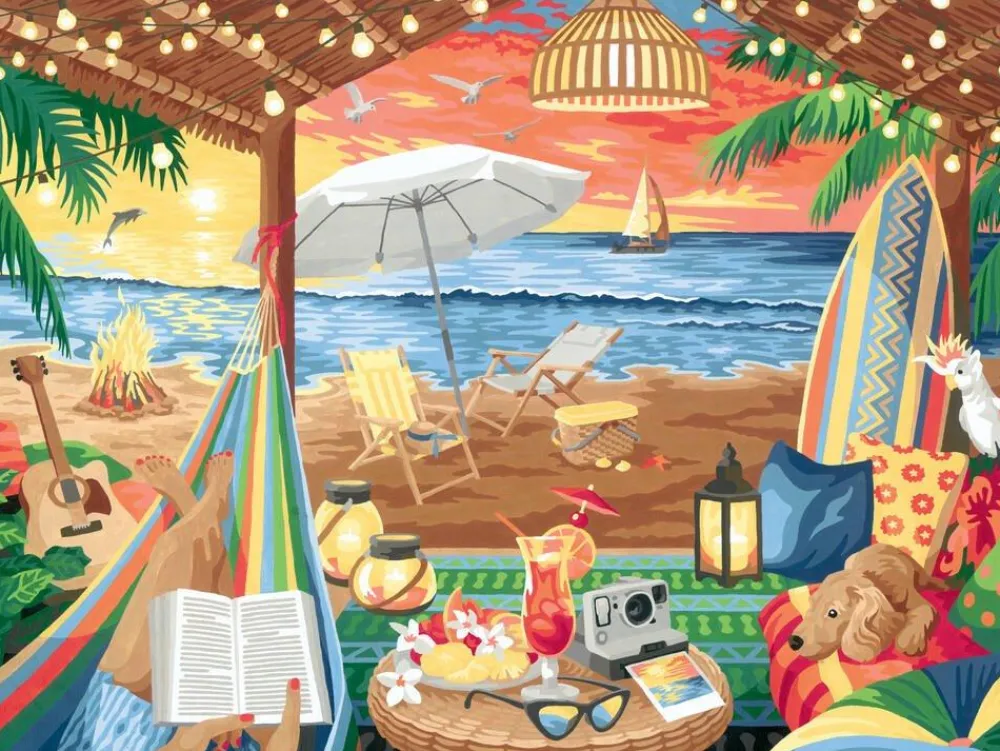 Ravensburger CreArt Peinture aux numéros XL Cozy Cabana^ Peinture