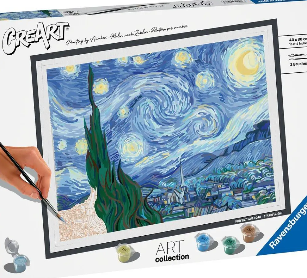 Ravensburger CreArt Peinture aux numéros - Van Gogh La nuit étoilée 30x40 cm^ Peinture