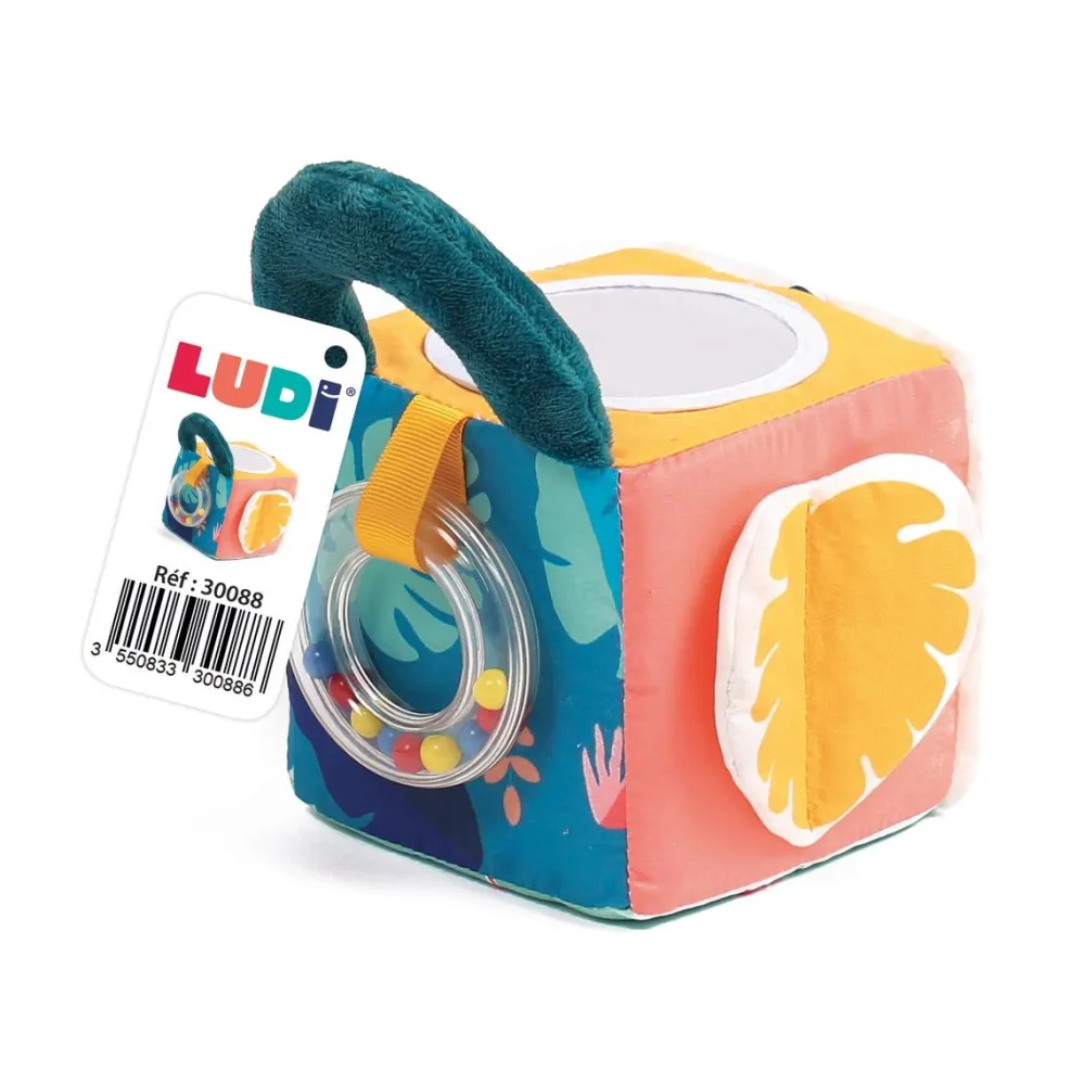 Ludi Cube Tissu feuilles^ Hochets Et Jouets D'Activités|Jouets À Encastrer Et À Empiler