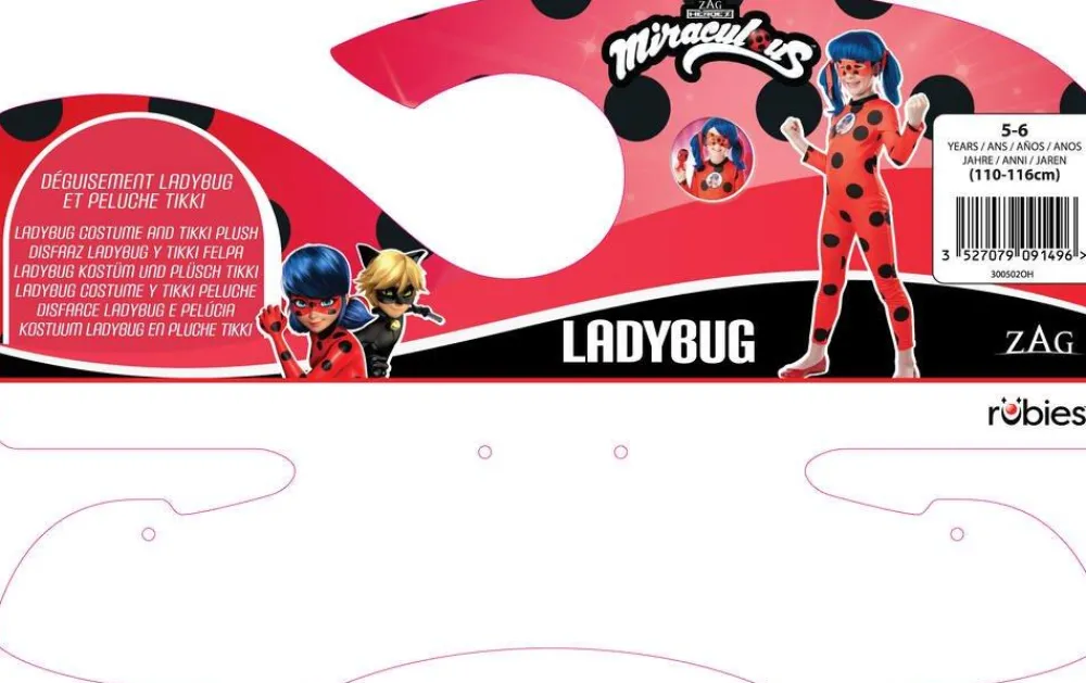 Rubies Déguisement Ladybug Taille 5/6 ans et peluche Tikki^ Déguisements Personnages