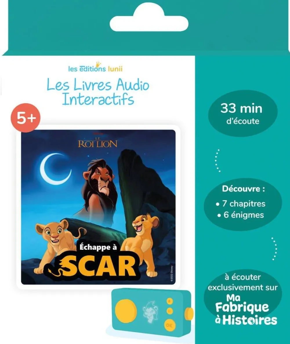 LUNII Disney Le Roi Lion - Livre Audio - Defi Vilain Échappe À Scar^ Ordinateurs Et Tablettes Éducatives