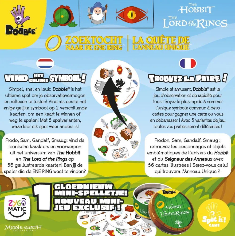Asmodu00e9e Dobble Univers Le seigneur des anneaux et le Hobbit^ Jeux D'Ambiance