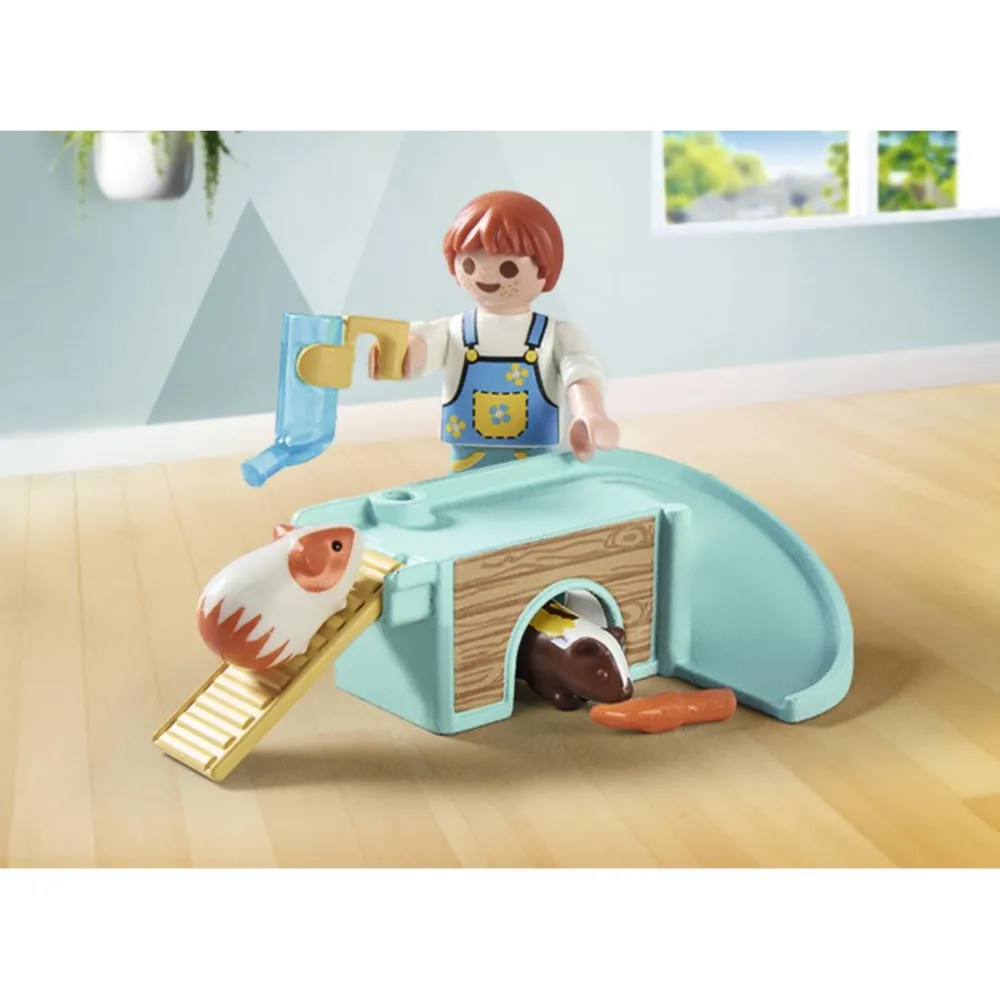 Playmobil Enfant avec 2 cochons d'Inde et accessoires My Life 71746^ Les Animaux